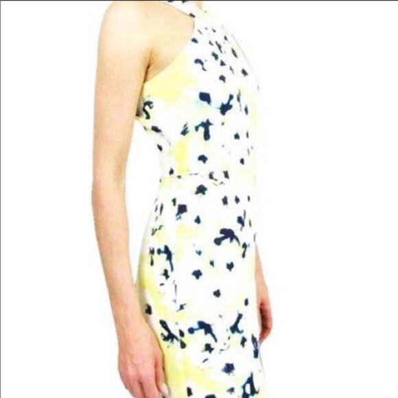 Katherine Kelly Yellow Floral Halter Sheath Dress Women’s Size 6 - Picture 2 of 5